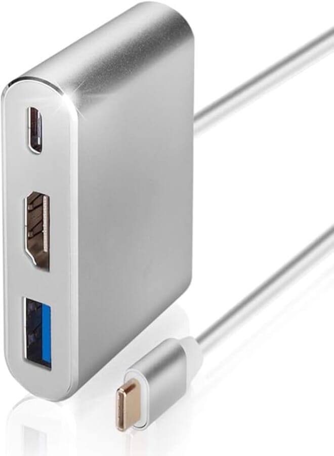 MICROWARE USB-C Digital AV Multiport Adapter, USB 3.1 Type-C to HDMI Adapter, USB 3.0 HUB with 1 Charging Port, for The New MacBook, Chromebook Pixel with Aluminium Case